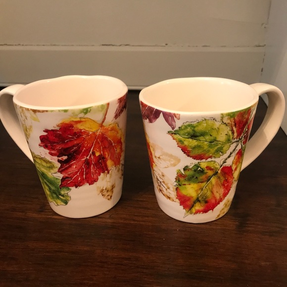 Pier 1 Kitchen Pier Wildwood Leaves Ironstone Mugsset Of 2 Poshmark